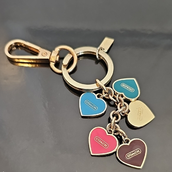 Coach Accessories - Coach Heart Bag Charm Key Holder - Gold, Blue, Red, Brown